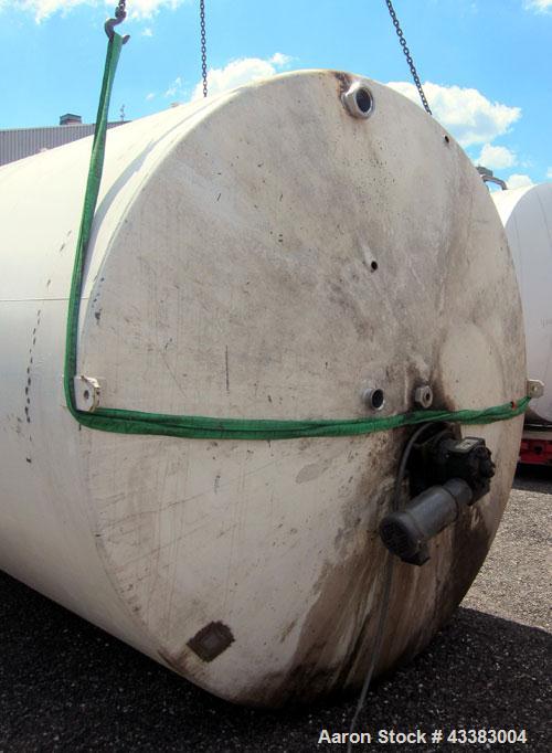 Used Mueller Tank, 5,000 Gallon, 304 Stainless Steel. Approximate 108” Diameter x approximate 125” straight side, dished top and bottom. Partial section of sidewall dimple jacket, no rating. Off cent...