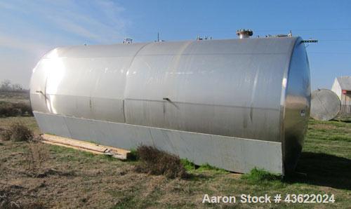 Used- Mueller 16,000 Gallon Stainless Steel Horizontal Storage Tank. Approximately 10'6" diameter x 24'6" straight side. Dis...