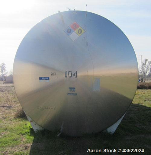 Used- Mueller 16,000 Gallon Stainless Steel Horizontal Storage Tank. Approximately 10'6" diameter x 24'6" straight side. Dis...