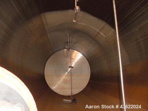 Used Mueller 16,000 Gallon Stainless Steel Horizontal Storage Tank. Approximately 10'6" diameter x 24'6" straight side. Dished heads. 16" x 20" side oval manway with cover. 3" EBO. (2) Dual CIP spray...