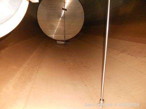 Used Mueller 16,000 Gallon Stainless Steel Horizontal Storage Tank. Approximately 10'6" diameter x 24'6" straight side. Dished heads. 16" x 20" side oval manway with cover. 3" EBO. (2) Dual CIP spray...