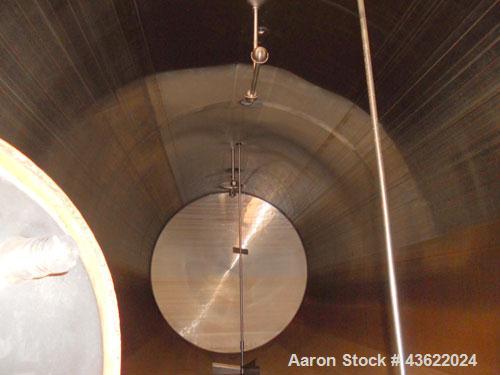 Used Mueller 16,000 Gallon Stainless Steel Horizontal Storage Tank. Approximately 10'6" diameter x 24'6" straight side. Dished heads. 16" x 20" side oval manway with cover. 3" EBO. (2) Dual CIP spray...