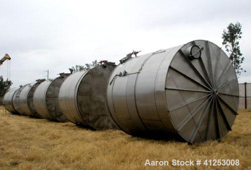 Used Winery Tank, 14,233 Gallon, 316 stainless steel, vertical. Approximately 156" diameter x 180" straight side, coned top, sloped bottom. Approximately 72" of sidewall bottom jacketed, no rating. O...