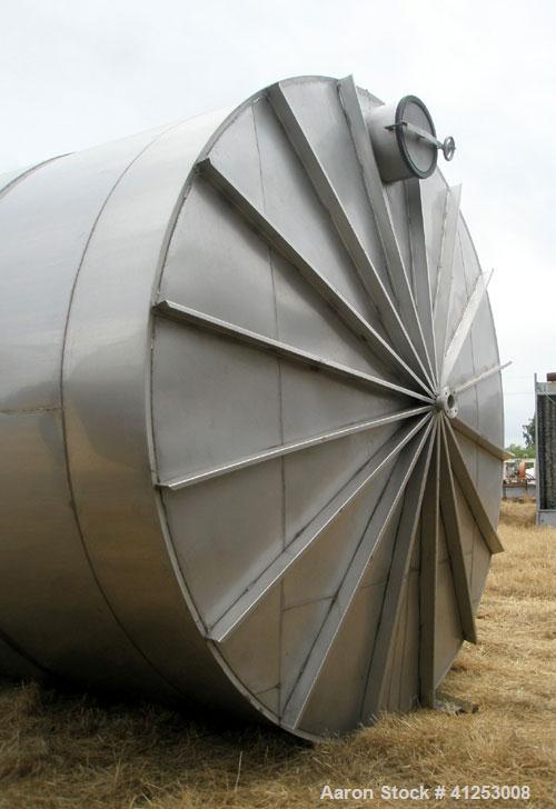 Used Winery Tank, 14,233 Gallon, 316 stainless steel, vertical. Approximately 156" diameter x 180" straight side, coned top, sloped bottom. Approximately 72" of sidewall bottom jacketed, no rating. O...