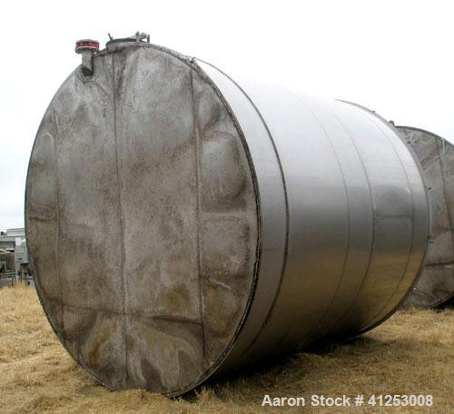 Used Winery Tank, 14,233 Gallon, 316 stainless steel, vertical. Approximately 156" diameter x 180" straight side, coned top, sloped bottom. Approximately 72" of sidewall bottom jacketed, no rating. O...
