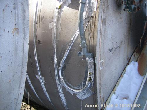 Used-Approximately 8,000 Gallon Vertical 304 Stainless Steel Tank. 9'6" Diameter x 16'4" straight side. With flat top and bo...