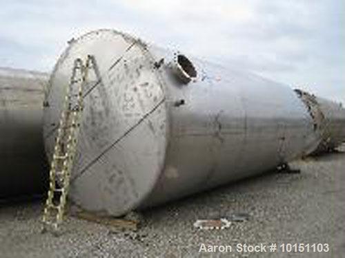 Used-Approximately 25,000 gallon vertical stainless steel tank.12' Diameter x 30' straight side.With dished top and sloped b...