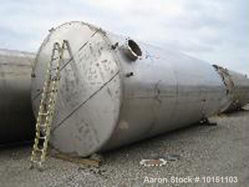 Used Approximately 25,000 gallon vertical stainless steel tank.12' Diameter x 30' straight side.With dished top and sloped bottom.