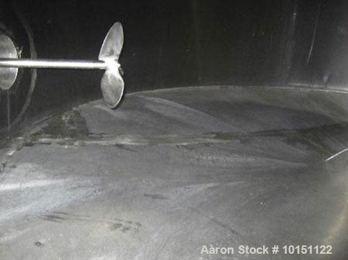 Used Approximately 9,000 gallon stainless steel tank.11'6" diameter x 12' straight side.With slight dome top, Lightnin 3 hp side bottom agitator.With sight glass, (5) 2.5" side openings with valves, ...