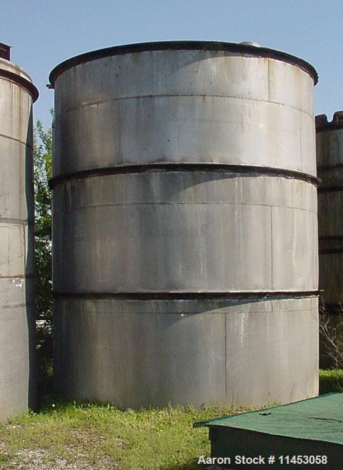 Used- Tank, 10,875 Gallon, 316 Stainless Steel, Vertical. 11'6" diameter x 14'2" straight side, flat top, flat bottom, 18" t...