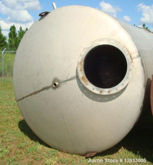 Used- Tank, 5000 Gallon, 316 Stainless Steel, Vertical. Approximately 8' diameter x 18' tall, Dome top and dish bottom. Top ...