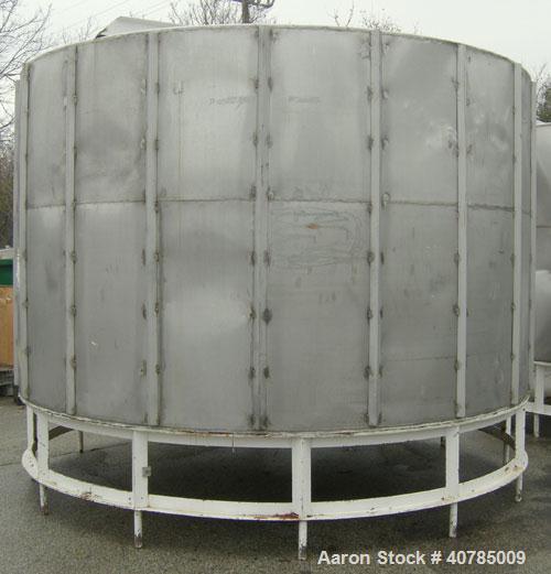 Used Tank, 6,000 Gallon, 304 Stainless Steel, Vertical. 144" diameter x 84" straight side. Flat top, slight coned bottom. Top carbon steel agitator bridge with an approximately 2" diameter bottom sup...