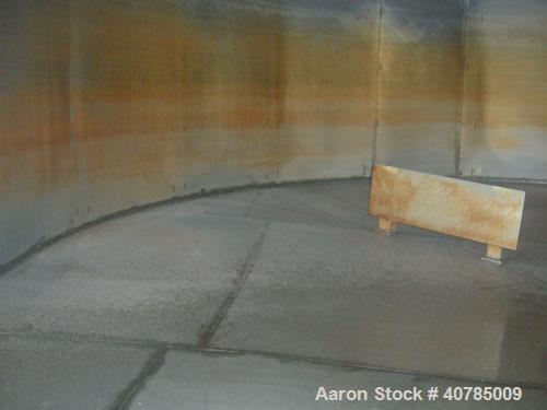 Used Tank, 6,000 Gallon, 304 Stainless Steel, Vertical. 144" diameter x 84" straight side. Flat top, slight coned bottom. Top carbon steel agitator bridge with an approximately 2" diameter bottom sup...