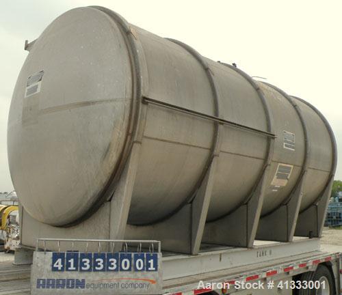 Used Florida Tank and Container Pressure Tank, 6000 gallon, 316L stainless steel, horizontal. 96" diameter x 180" straight side, dished heads. Internal rated 14.9 psi. Openings: top 20" manway with c...