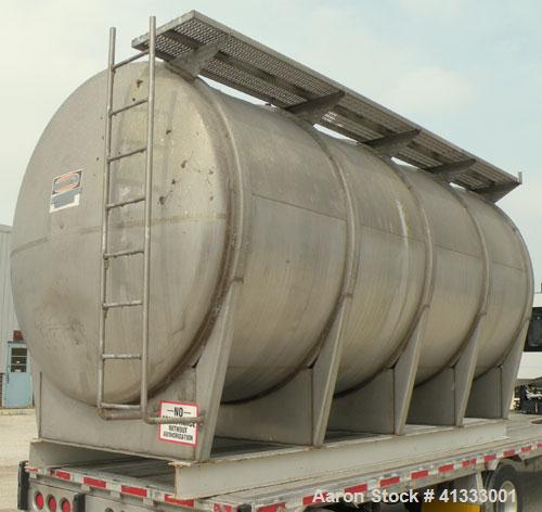 Used Florida Tank and Container Pressure Tank, 6000 gallon, 316L stainless steel, horizontal. 96" diameter x 180" straight side, dished heads. Internal rated 14.9 psi. Openings: top 20" manway with c...