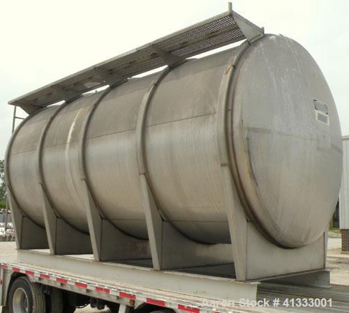 Used Florida Tank and Container Pressure Tank, 6000 gallon, 316L stainless steel, horizontal. 96" diameter x 180" straight side, dished heads. Internal rated 14.9 psi. Openings: top 20" manway with c...