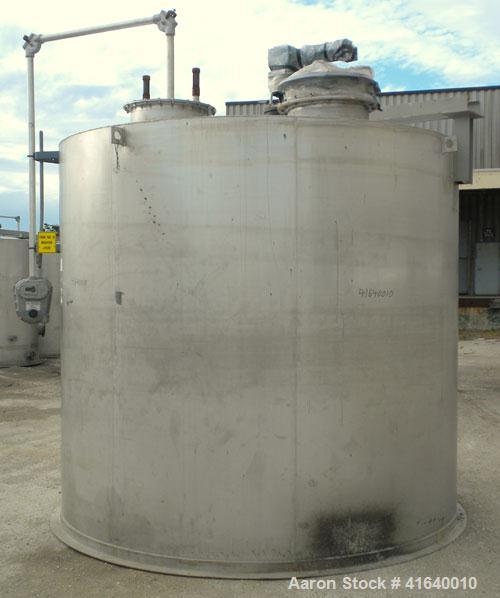 Used- Bendel Tank, 5,000 Gallon, 304 Stainless Steel, Vertical. 118" diameter x 108" straight side, coned top, sloped bottom...