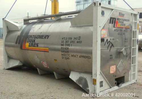 Used Sunshine Stainless Tank & Equipment Intermodal Transport Tank, 6205 gallon, 316 stainless steel, IMO Type 1. Transports both hazardous and nonhazardous liquids and solids. IM101- CTC Impact Appr...