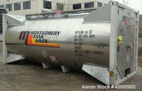 Used Sunshine Stainless Tank & Equipment Intermodal Transport Tank, 6205 gallon, 316 stainless steel, IMO Type 1. Transports both hazardous and nonhazardous liquids and solids. IM101- CTC Impact Appr...