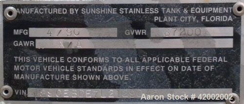 Used Sunshine Stainless Tank & Equipment Intermodal Transport Tank, 6205 gallon, 316 stainless steel, IMO Type 1. Transports both hazardous and nonhazardous liquids and solids. IM101- CTC Impact Appr...