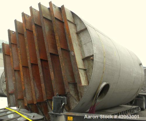 Used Tank, Approximate 17,000 Gallon, 316 Stainless Steel, Vertical. Approximate 144" diameter x 242" straight side, coned top (dented), sloped bottom. Top openings: (2) 3", 4", side 24" manway with ...