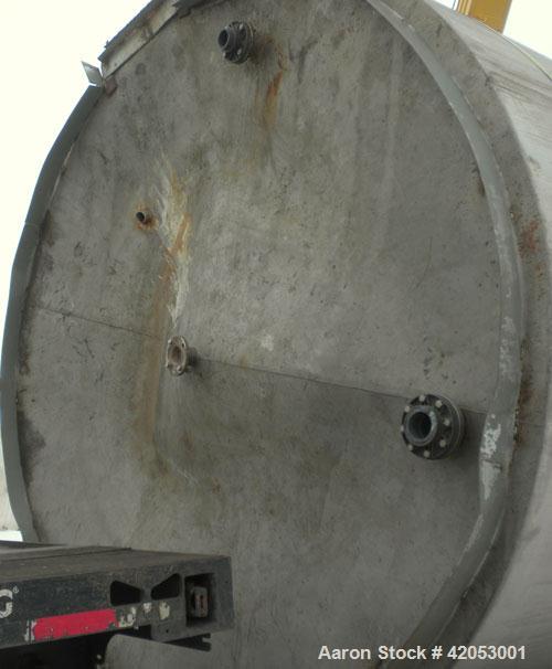 Used Tank, Approximate 17,000 Gallon, 316 Stainless Steel, Vertical. Approximate 144" diameter x 242" straight side, coned top (dented), sloped bottom. Top openings: (2) 3", 4", side 24" manway with ...