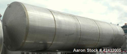 Used Tank, Approximately 5,000 Gallon / 19,220 Liter, 304 Stainless Steel, Vertical. 72" Diameter x 288" straight side, dish top and sloped bottom. Openings: top 18" manway with cover, 3" sanitary, 1...