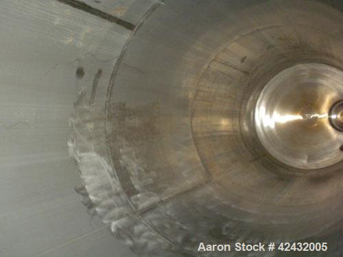 Used Tank, Approximately 5,000 Gallon / 19,220 Liter, 304 Stainless Steel, Vertical. 72" Diameter x 288" straight side, dish top and sloped bottom. Openings: top 18" manway with cover, 3" sanitary, 1...