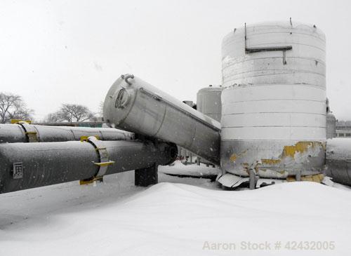 Used Tank, Approximately 5,000 Gallon / 19,220 Liter, 304 Stainless Steel, Vertical. 72" Diameter x 288" straight side, dish top and sloped bottom. Openings: top 18" manway with cover, 3" sanitary, 1...