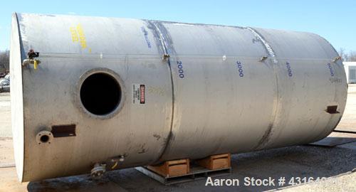 Used Tank, 5,700 Gallon, 304 Stainless Steel, Vertical.  Approximately 90’’ diameter x 210’’ straight side.  Coned top, flat bottom.  Openings: top (2) 3’’, 10’’, 4-1/2’’ NPT; side 3’’, 19’’ manway, ...