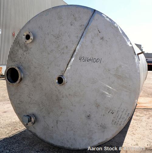 Used Tank, 5,700 Gallon, 304 Stainless Steel, Vertical.  Approximately 90’’ diameter x 210’’ straight side.  Coned top, flat bottom.  Openings: top (2) 3’’, 10’’, 4-1/2’’ NPT; side 3’’, 19’’ manway, ...