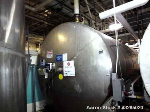 Used Tank, 8500 Gallon, Stainless Steel, Horizontal.  Approximately 96" diameter x 264" straight side.  Slight coned ends. Mounted on saddles.