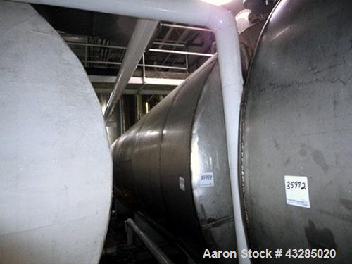 Used Tank, 8500 Gallon, Stainless Steel, Horizontal.  Approximately 96" diameter x 264" straight side.  Slight coned ends. Mounted on saddles.