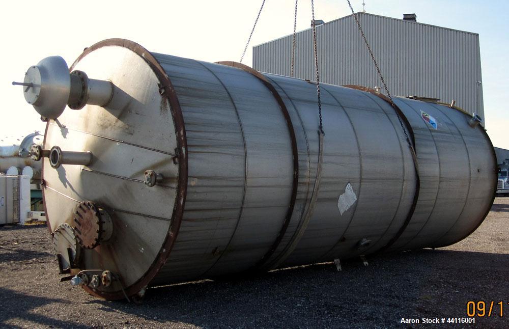 Used Tank, 17,700 Gallon, 316 Stainless Steel, Vertical. Approximate 126” diameter x 328” straight side, cone top, flat bottom. Openings top (3) 2”, (2) 3”, 4”, 6”, 12”, 16”, 18” man way with cover. ...