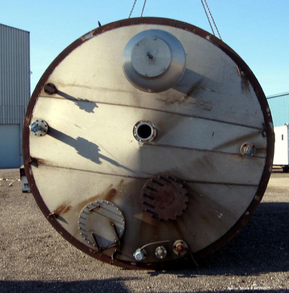 Used Tank, 17,700 Gallon, 316 Stainless Steel, Vertical. Approximate 126” diameter x 328” straight side, cone top, flat bottom. Openings top (3) 2”, (2) 3”, 4”, 6”, 12”, 16”, 18” man way with cover. ...