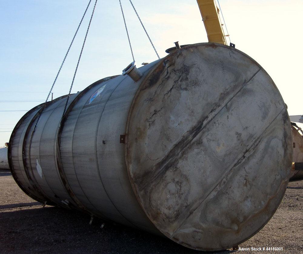 Used Tank, 17,700 Gallon, 316 Stainless Steel, Vertical. Approximate 126” diameter x 328” straight side, cone top, flat bottom. Openings top (3) 2”, (2) 3”, 4”, 6”, 12”, 16”, 18” man way with cover. ...
