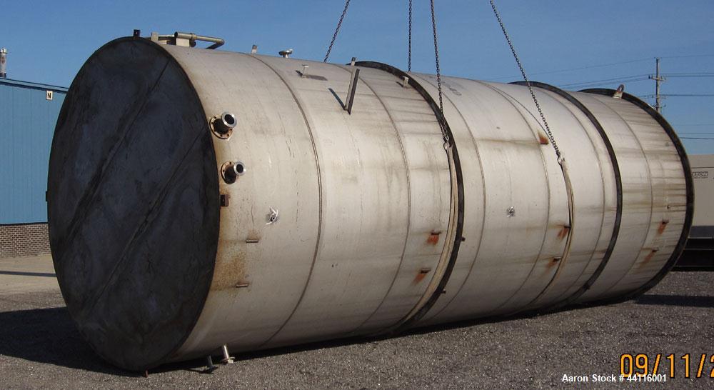 Used Tank, 17,700 Gallon, 316 Stainless Steel, Vertical. Approximate 126” diameter x 328” straight side, cone top, flat bottom. Openings top (3) 2”, (2) 3”, 4”, 6”, 12”, 16”, 18” man way with cover. ...