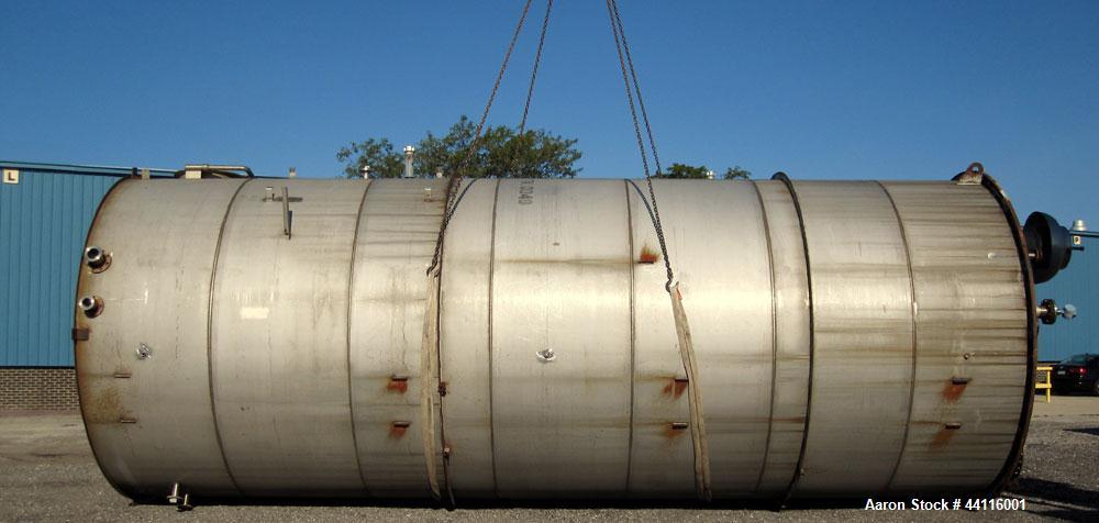 Used Tank, 17,700 Gallon, 316 Stainless Steel, Vertical. Approximate 126” diameter x 328” straight side, cone top, flat bottom. Openings top (3) 2”, (2) 3”, 4”, 6”, 12”, 16”, 18” man way with cover. ...