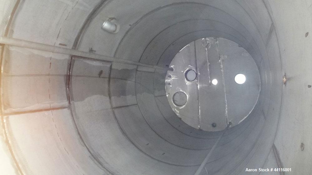 Used Tank, 17,700 Gallon, 316 Stainless Steel, Vertical. Approximate 126” diameter x 328” straight side, cone top, flat bottom. Openings top (3) 2”, (2) 3”, 4”, 6”, 12”, 16”, 18” man way with cover. ...