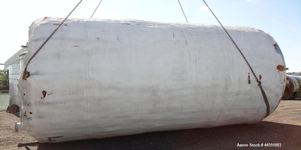 Used Tank, Approximate 22,900 Gallon, 304 Stainless Steel, Vertical. Approximate 148” diameter x 308” straight side, coned top, flat bottom. Openings top 2”, 6”, 9” hand hole with cover. Side bottom ...