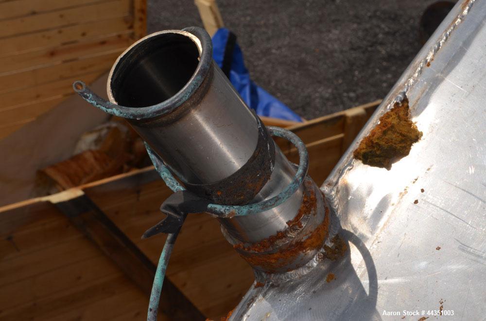 Used Tank, Approximate 22,900 Gallon, 304 Stainless Steel, Vertical. Approximate 148” diameter x 308” straight side, coned top, flat bottom. Openings top 2”, 6”, 9” hand hole with cover. Side bottom ...