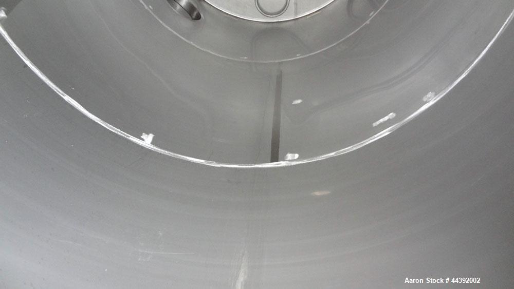 Used Tank, 5200 Gallon, 304 Stainless Steel, Vertical. Approximately 96" diameter x 170" straight side, flat top and bottom. Approximately 2" bottom head internal pipe coil. Openings: top 42" x 5" wi...