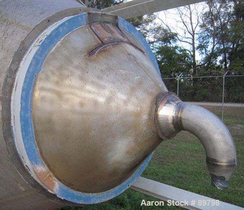 Used Tank, Approximate 16,000 Gallon Stainless Steel, Vertical. Approximate 120" diameter x 25' straight side x 8' cone bottom. Flat top. Openings top 3", 6", 8", 20" manway with cover. Side manway w...