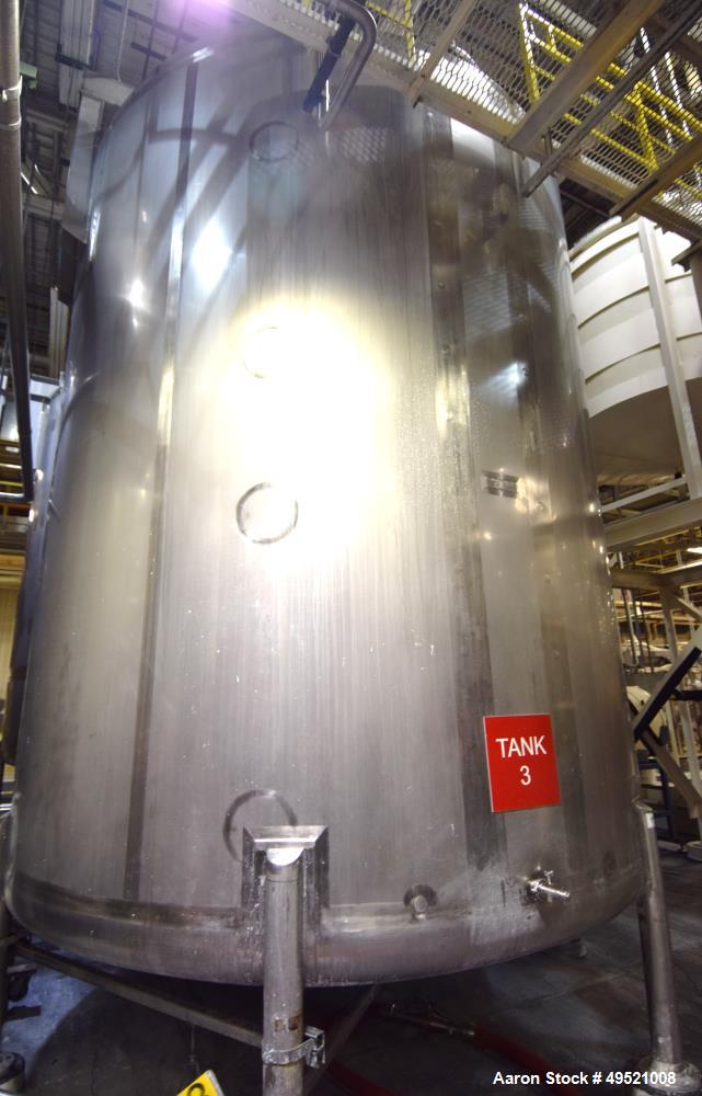 Used Northland Stainless Tank, Approximate 8000 Gallon, 316 Stainless Steel, Vertical. Approximate 126” diameter x 144” straight side, dished top & bottom. Stainless steel agitator bridge with a Ligh...