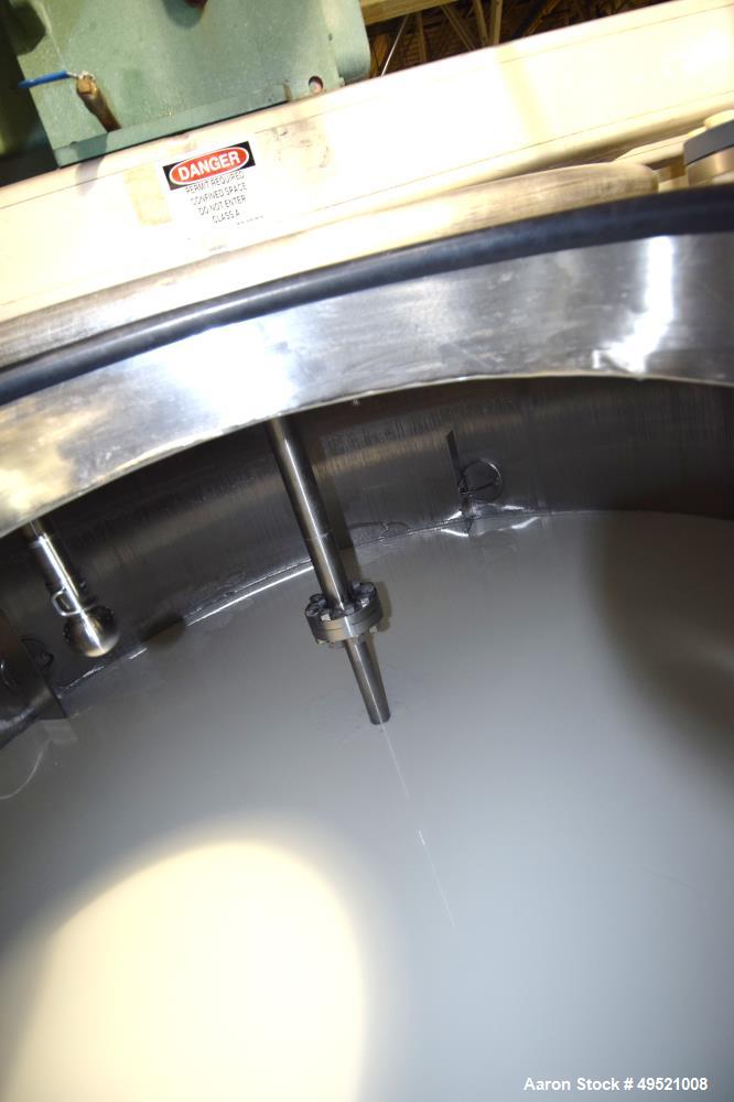 Used Northland Stainless Tank, Approximate 8000 Gallon, 316 Stainless Steel, Vertical. Approximate 126” diameter x 144” straight side, dished top & bottom. Stainless steel agitator bridge with a Ligh...