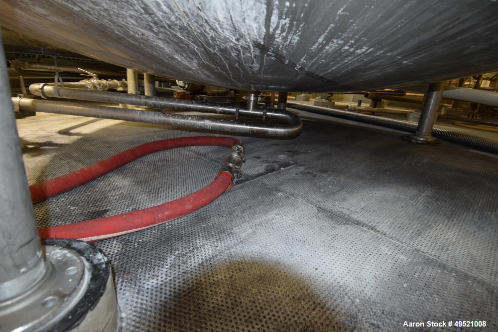 Used Northland Stainless Tank, Approximate 8000 Gallon, 316 Stainless Steel, Vertical. Approximate 126” diameter x 144” straight side, dished top & bottom. Stainless steel agitator bridge with a Ligh...