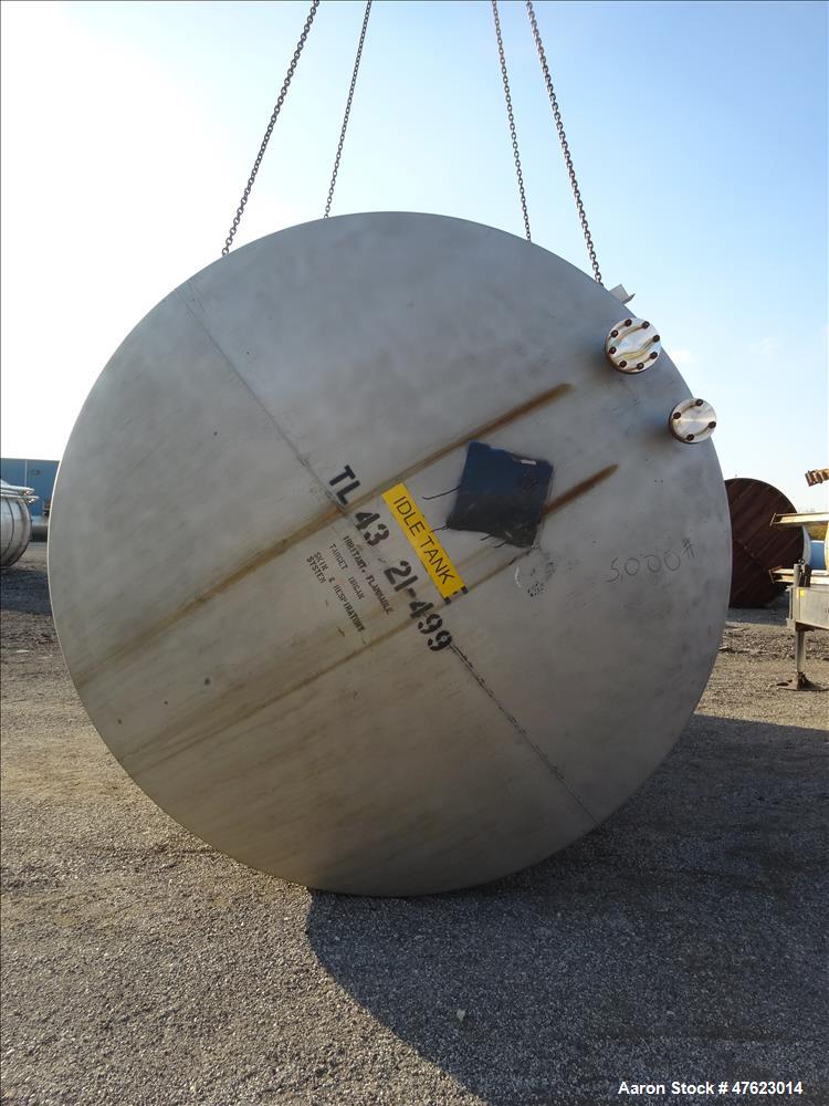 Used Tank, Approximate 13,000 Gallon, 304 Stainless Steel, Horizontal.