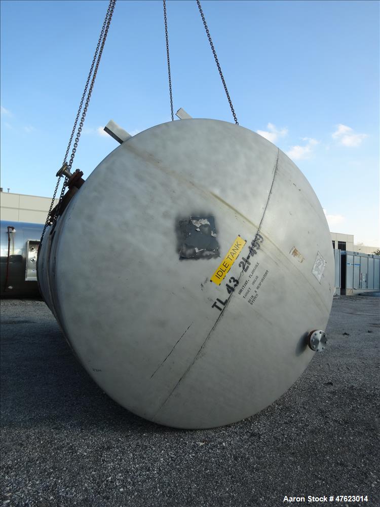Used Tank, Approximate 13,000 Gallon, 304 Stainless Steel, Horizontal.