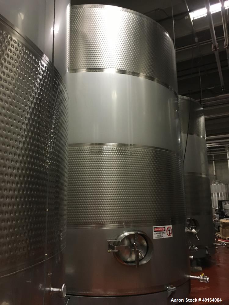 Used- Paul Mueller 12,000 Gallon, White Wine Fermenting Tank, Stainless Steel, Vertical. Model DF, Slope top and bottom. 140...