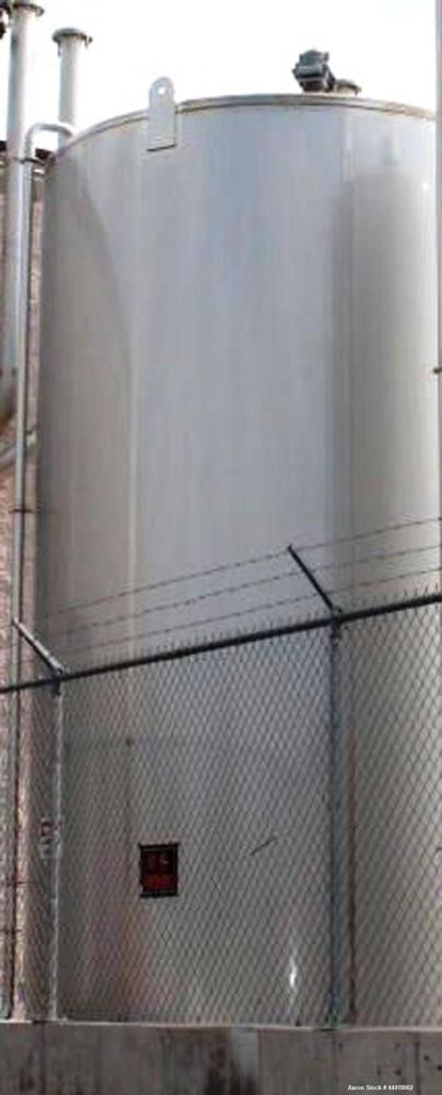 Used "16,000-GALLON MODEL ""D"" BEVERAGE GRADE, SINGLE WALL, VERTICAL, CYLINDRICAL, WELDED, STAINLESS STEEL, ABOVE GROUND TANK - MUELLER – S/N 408527-2, FE-300252: Design: UL-142, No stamp at 100º F,...